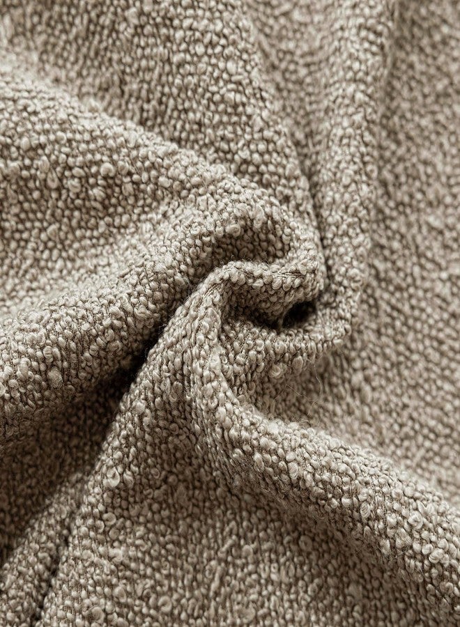 Foindtower Pack of 2, Decorative Textured Boucle Throw Pillow Covers Neutral Accent Solid Pillow Cases Soft Couch Cushion Case for Chair Sofa Bedroom Living Room Home Decor 22x22 Inch Light Khaki Tan - Image 3